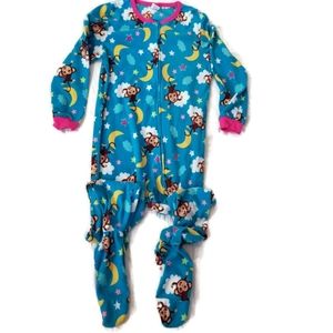 Girls Footie Fleece Pajamas Size  XL 14/16 Monkeys